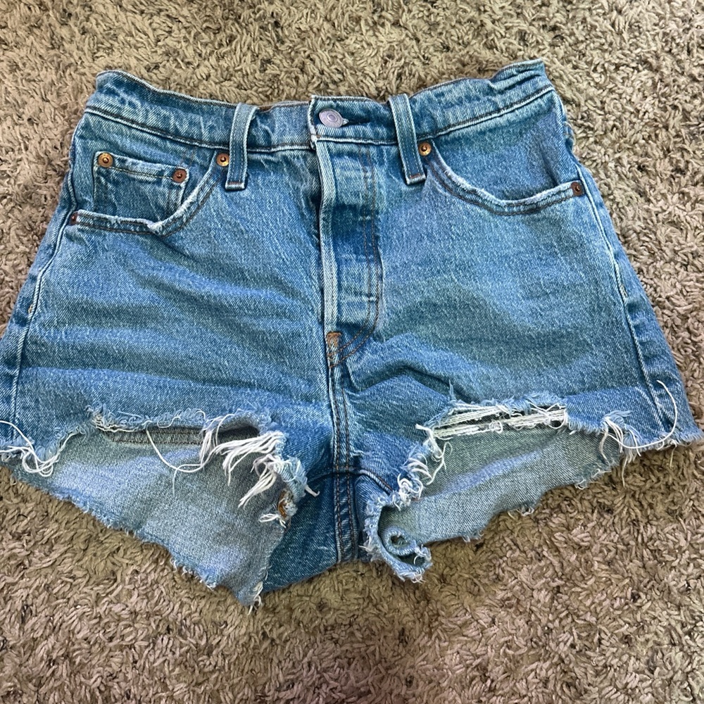 Levi's Blue Distressed Jean Shorts